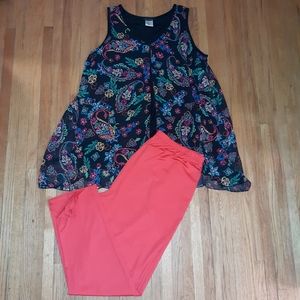 Slinky brand 2 piece set tank and pants size 1x